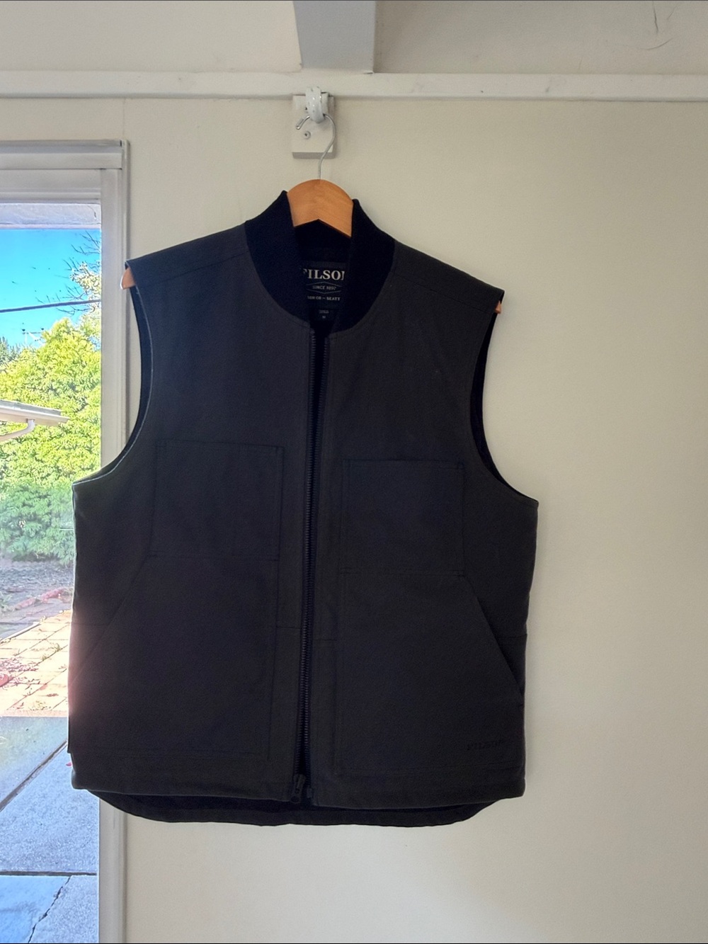 Filson Black Quilted Insulated Vest - Men's Sleeveless Zip Front